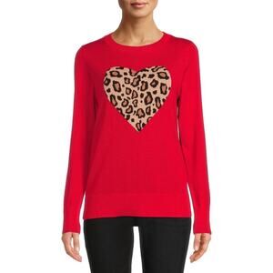 2/$30 Time and Tru Long Sleeve Pullover Talking Sweaters Red XS #A0368 TRB2